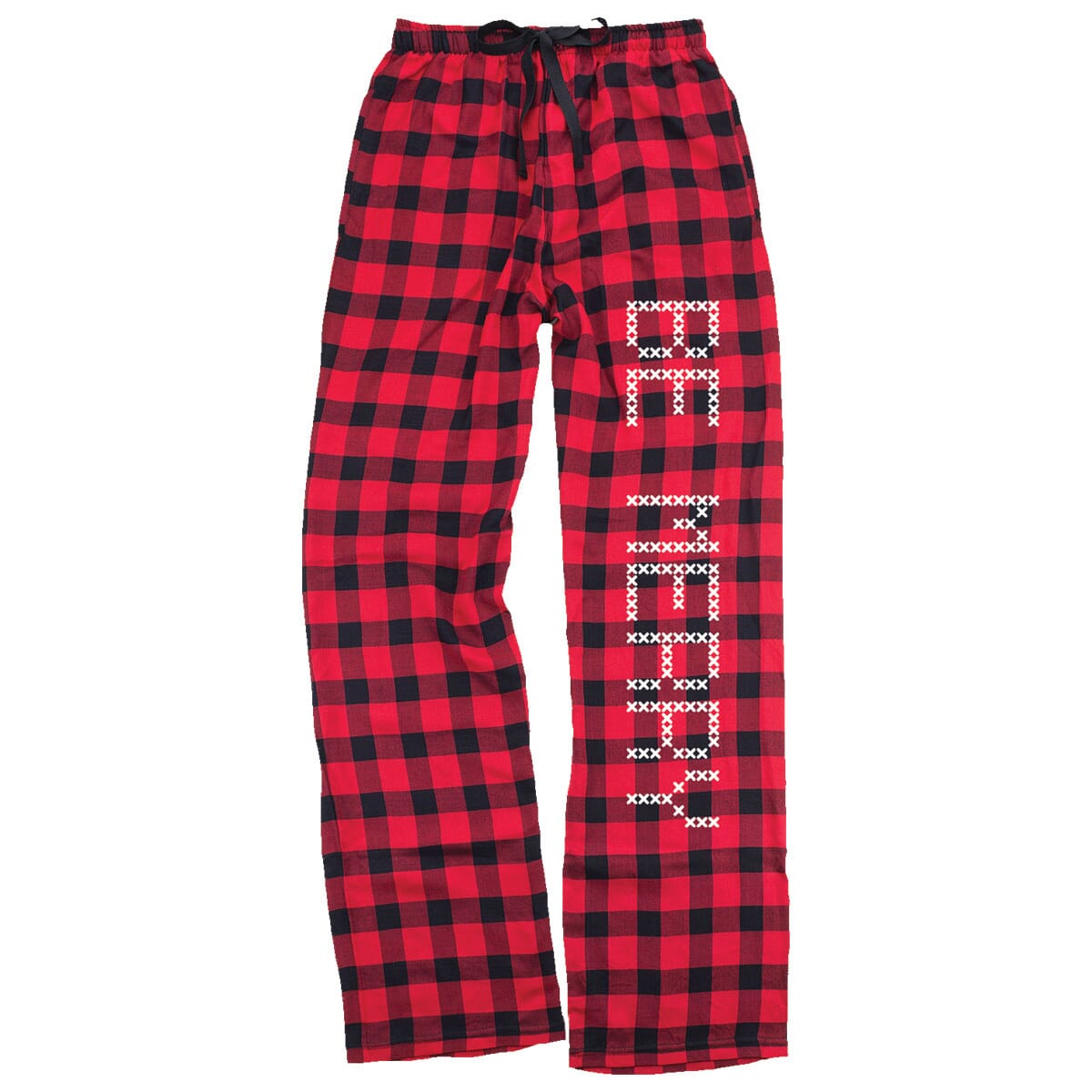 flannel pants with holiday saying